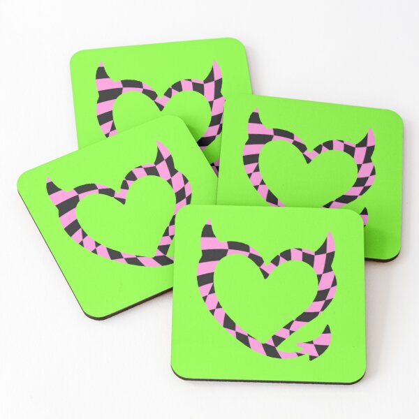 Item preview, bgc devil heart pink and black checkered designed and sold by trinketgal.