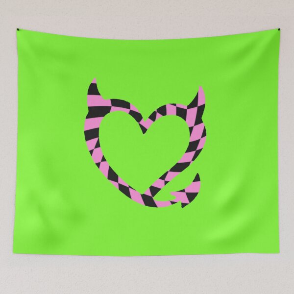 Item preview, bgc devil heart pink and black checkered designed and sold by trinketgal.