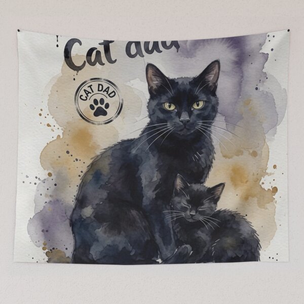 Item preview, Certified Cat Dad Black Cats Watercolor Art designed and sold by Pioneer Spirit Market.