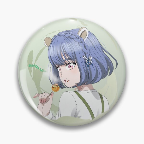 Item preview, Blue-haired Anime Girl with Bear Ears eating Takoyaki | Cute Anime Illustration designed and sold by Wanami-Jun Designs.