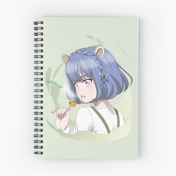 Item preview, Blue-haired Anime Girl with Bear Ears eating Takoyaki | Cute Anime Illustration designed and sold by Wanami-Jun Designs.
