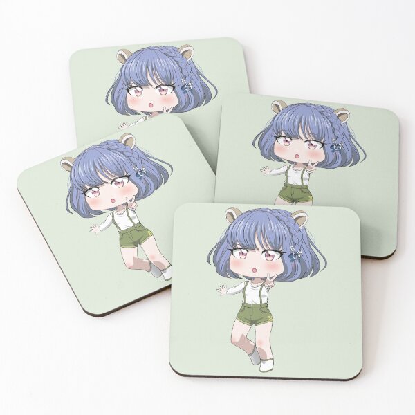 Item preview, Cute Blue-haired Anime Girl with Bear Ears | Cute Chibi Illustration designed and sold by Wanami-Jun Designs.