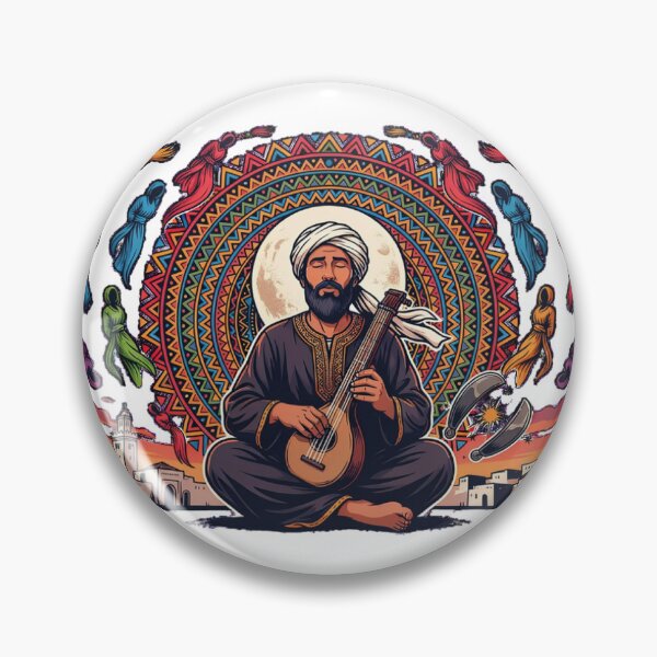 Item preview, Legendary Gnawa Master Under the Moon – Moroccan Guembri Retro Vintage T-Shirt Design designed and sold by SHop25souka.