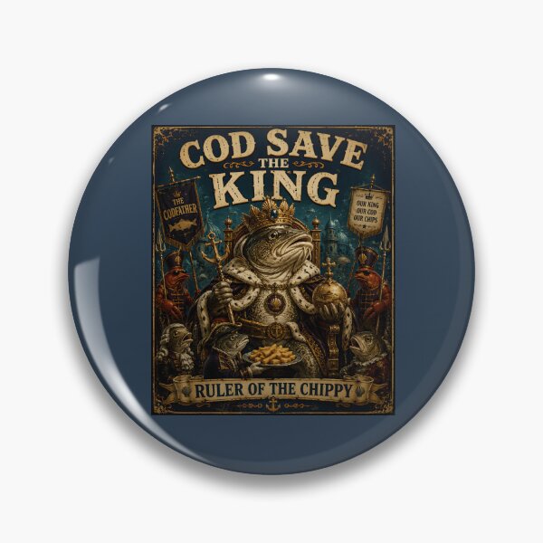 Item preview, Cod Save The King Funny Fish And Chips Royal Pun designed and sold by Hornace88studio.