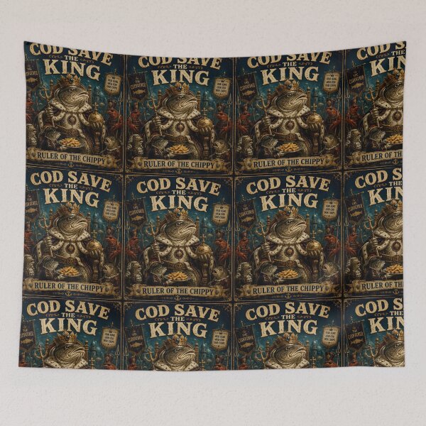 Item preview, Cod Save The King Funny Fish And Chips Royal Pun designed and sold by Hornace88studio.
