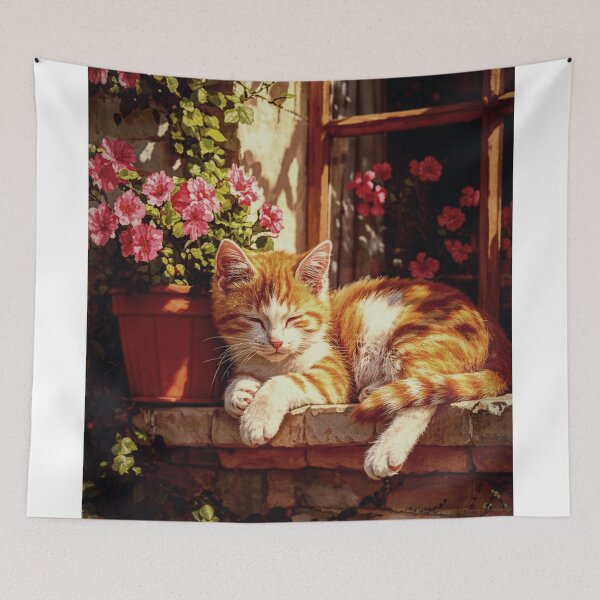 Item preview, Cottage Core Sleepy Cat  designed and sold by AngeliqueArt.