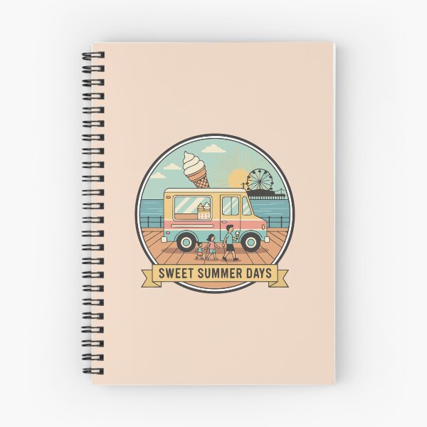 Item preview, "Sweet Summer Days" Retro Ice Cream Truck Beach Badge designed and sold by Cipher & Soul.