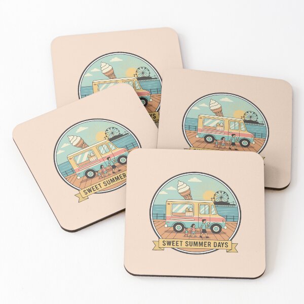 Item preview, "Sweet Summer Days" Retro Ice Cream Truck Beach Badge designed and sold by Cipher & Soul.