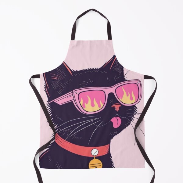 Item preview, Edgy Black Cat Wearing Sunglasses With Fire Reflection designed and sold by     Pink Chaos Club.