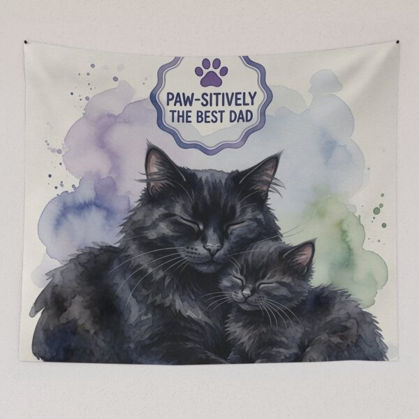 Item preview, Certified Cat Dad Black Cats Watercolor Art designed and sold by Pioneer Spirit Market.