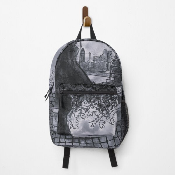 Item preview, Main Street with Golden Rider – Black and White Ink Urban Sketch designed and sold by UMA Urban Sketch.