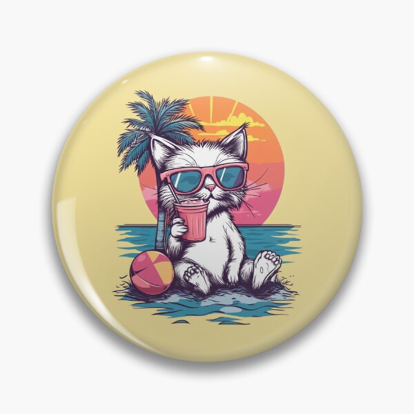 Item preview, White Kitten Sipping Pink Drink Sunset designed and sold by grenithh.