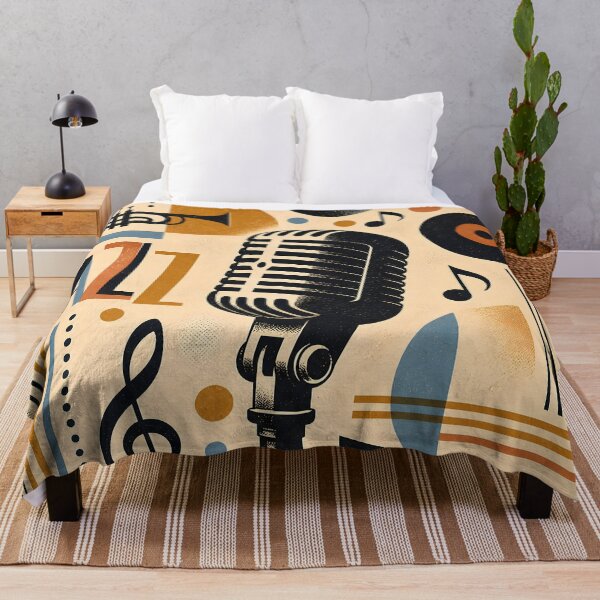 Item preview, Mid Century Modern Jazz Microphone Minimalist Art designed and sold by Lee Hiller Designs.
