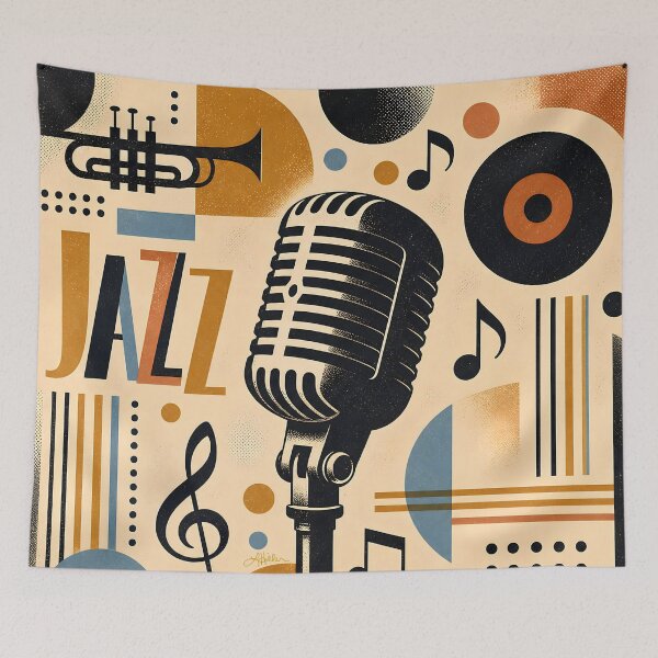 Item preview, Mid Century Modern Jazz Microphone Minimalist Art designed and sold by Lee Hiller Designs.