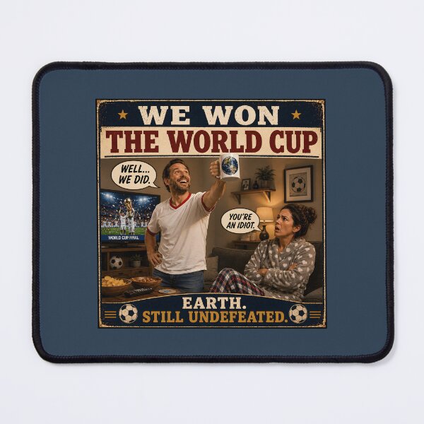 Item preview, We Won The World Cup Funny Earth Mug Football Joke designed and sold by Hornace88studio.