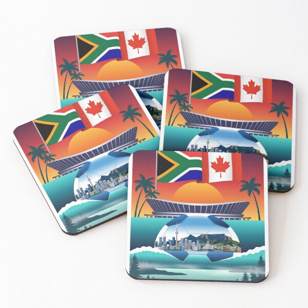 Item preview, South Africa vs Canada 2026 Synthwave Sunset Soccer Poster - Flags & Stadium designed and sold by Nexus Space.