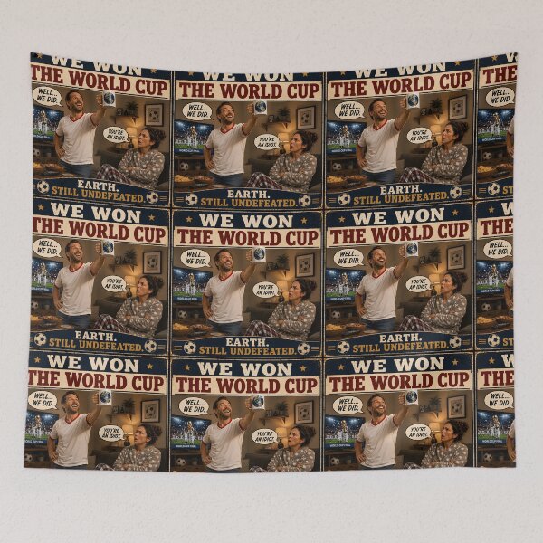 Item preview, We Won The World Cup Funny Earth Mug Football Joke designed and sold by Hornace88studio.