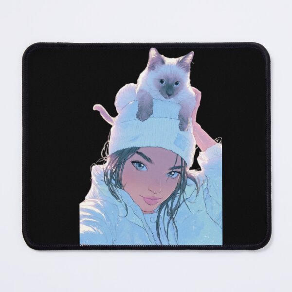 Item preview, Cozy Winter Girl with Fluffy Cat designed and sold by Moody Vibes Studio.