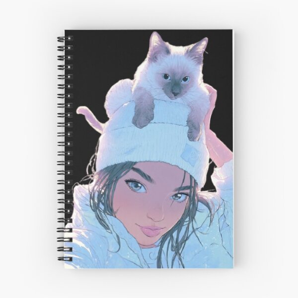 Item preview, Cozy Winter Girl with Fluffy Cat designed and sold by Moody Vibes Studio.