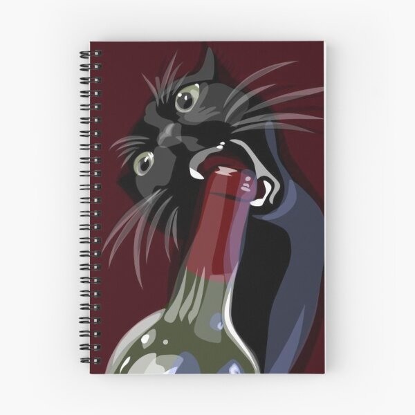 Item preview, Funny Black Cat Biting Wine Bottle | Gremlin Cat Pop Art designed and sold by     Pink Chaos Club.