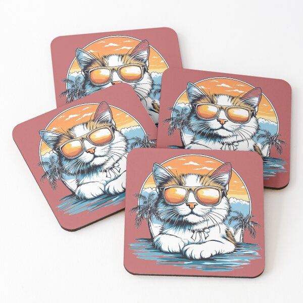 Item preview, Fluffy Calico Cat Sunset Island Portrait designed and sold by grenithh.