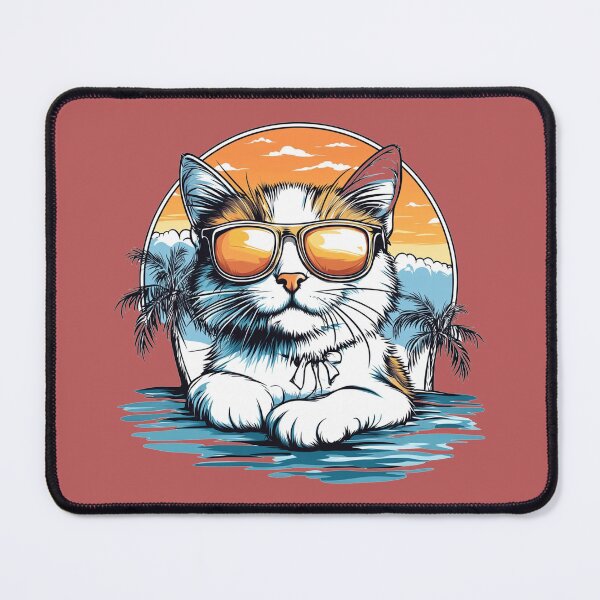 Item preview, Fluffy Calico Cat Sunset Island Portrait designed and sold by grenithh.