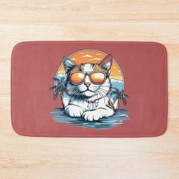 Item preview, Fluffy Calico Cat Sunset Island Portrait designed and sold by grenithh.
