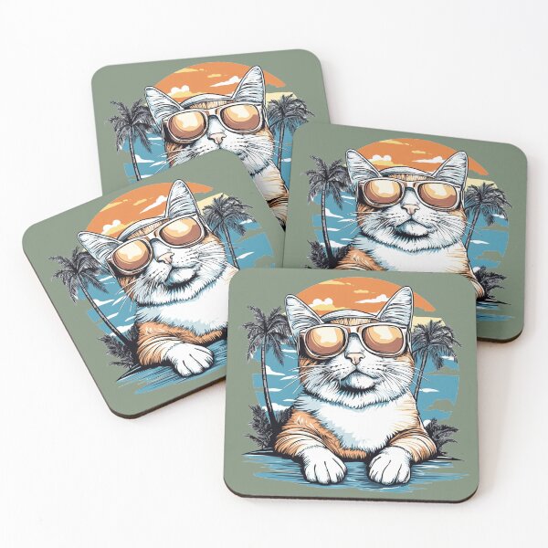 Item preview, Orange White Cat Island Tropical Sunset designed and sold by grenithh.