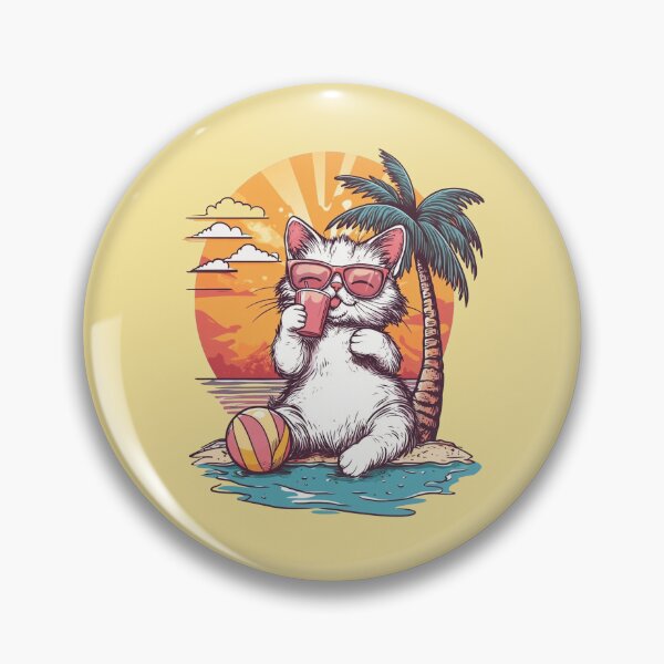 Item preview, White Fluffy Cat Sunset Palm Drink designed and sold by grenithh.