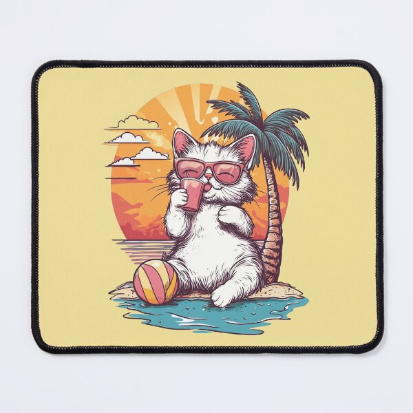 Item preview, White Fluffy Cat Sunset Palm Drink designed and sold by grenithh.