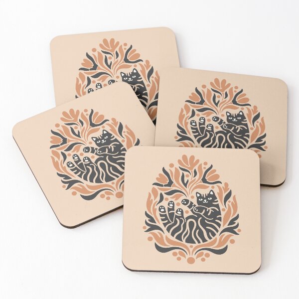 Item preview, Boho Folk Art Black Cat Botanical Floral Illustration designed and sold by Cipher & Soul.