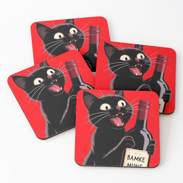 Item preview, Black Cat Holding Wine Bottle  designed and sold by     Pink Chaos Club.
