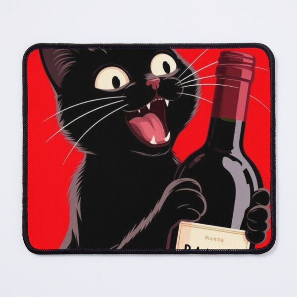Item preview, Black Cat Holding Wine Bottle  designed and sold by     Pink Chaos Club.