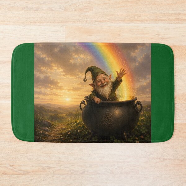 Item preview, Elf in his cauldron at the foot of a rainbow designed and sold by GreenWitchCave.