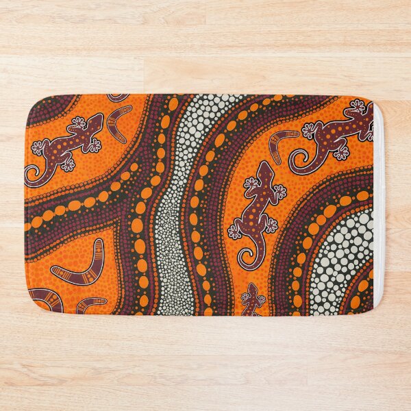 Item preview, Aboriginal Dot Painting Bedding Set Hunting Goanna Orange designed and sold by AboriginalartVI.