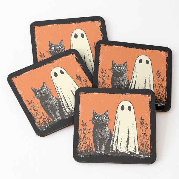 Item preview, Black Cat Beside Sheet Ghost Halloween designed and sold by grenithh.