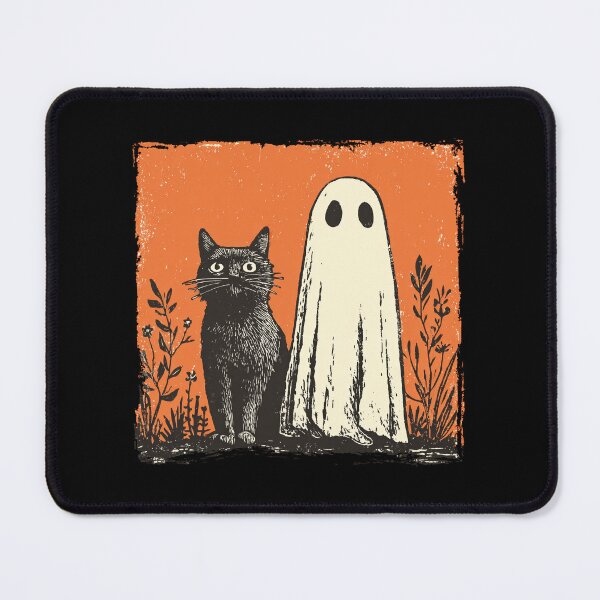 Item preview, Black Cat Beside Sheet Ghost Halloween designed and sold by grenithh.