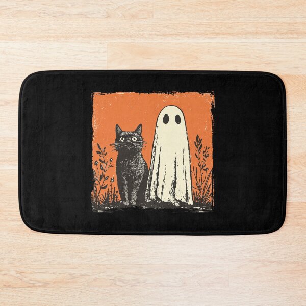 Item preview, Black Cat Beside Sheet Ghost Halloween designed and sold by grenithh.