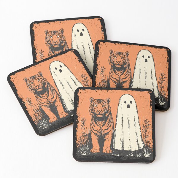 Item preview, Tiger Standing Beside Spooky Sheet Ghost designed and sold by grenithh.