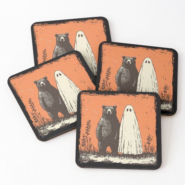 Item preview, Grizzly Bear Stands With Halloween Ghost designed and sold by grenithh.