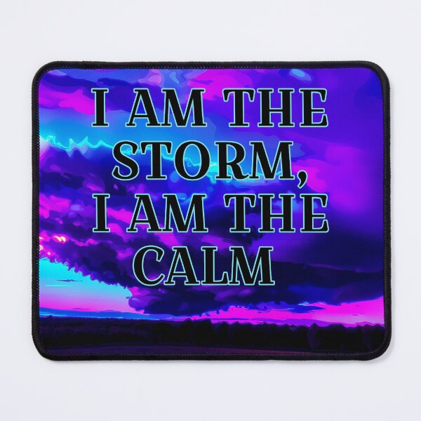 Item preview, UFO shape storm clouds in dramatic blue pink and black colors with powerful words designed and sold by wallartofmio.