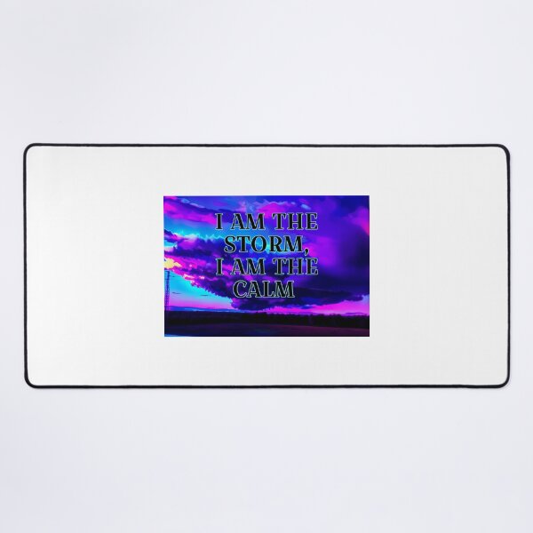 Item preview, UFO shape storm clouds in dramatic blue pink and black colors with powerful words designed and sold by wallartofmio.