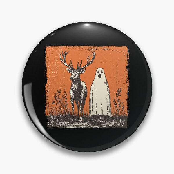Item preview, Stag Deer Beside Tall Halloween Ghost designed and sold by grenithh.