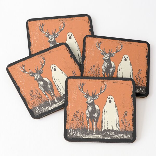 Item preview, Stag Deer Beside Tall Halloween Ghost designed and sold by grenithh.