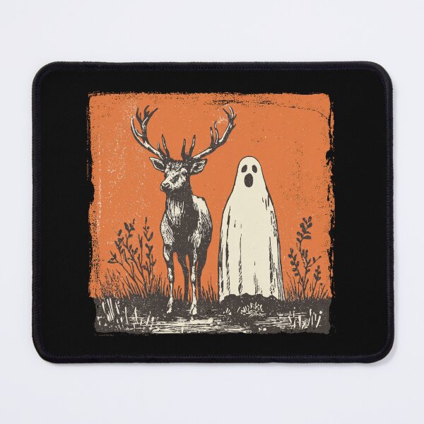 Item preview, Stag Deer Beside Tall Halloween Ghost designed and sold by grenithh.