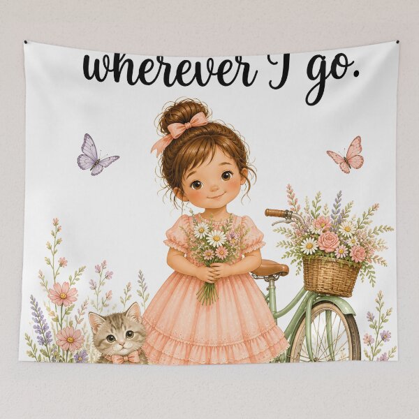 Item preview, I Carry Happiness Wherever I Go Cute Cottagecore Girl Cat Positive Affirmation Gift designed and sold by LoveNurseries.