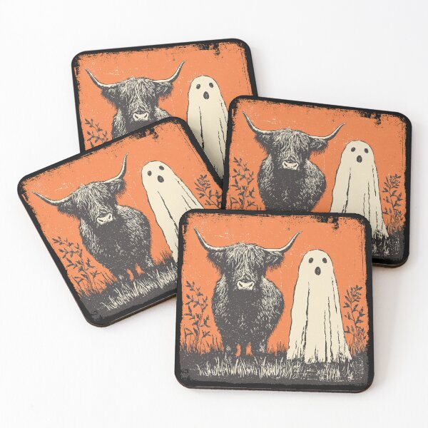 Item preview, Highland Cow Glaring At Halloween Ghost designed and sold by grenithh.