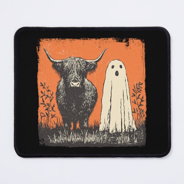 Item preview, Highland Cow Glaring At Halloween Ghost designed and sold by grenithh.