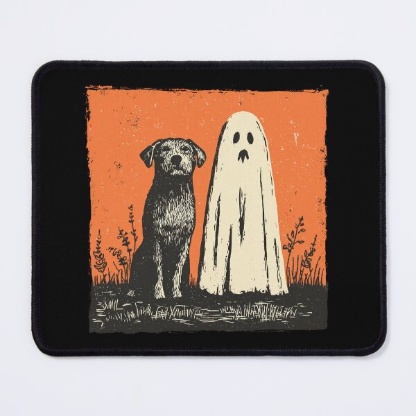 Item preview, Scruffy Dog Sitting Beside Spooky Ghost designed and sold by grenithh.