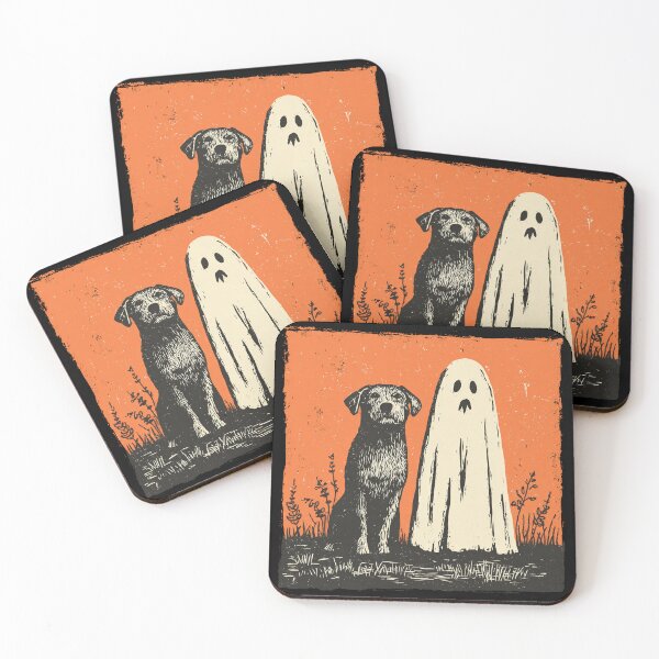 Item preview, Scruffy Dog Sitting Beside Spooky Ghost designed and sold by grenithh.